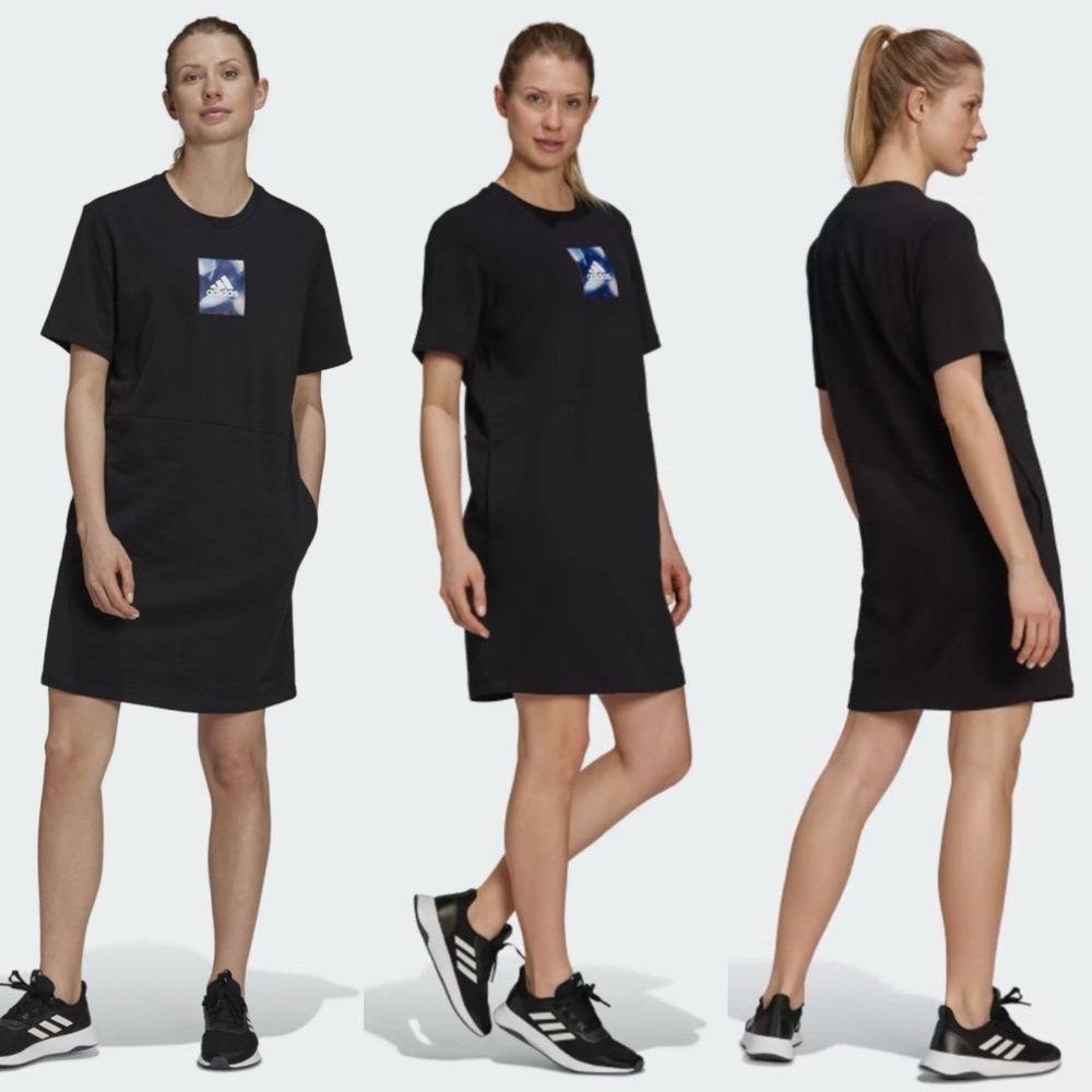 Adidas Dress Sporty You For You Womens Size‎ XS Short Sleeve Terry Pockets Shift